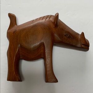 Carved Wooden Boar Figurine